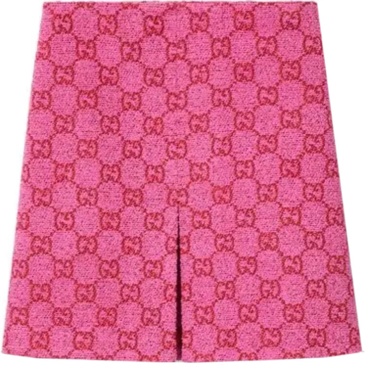 (Women) Gucci FW24 Pink A-Line Logo Print Zip Casual Skirt 788955-ZAQH4-5043