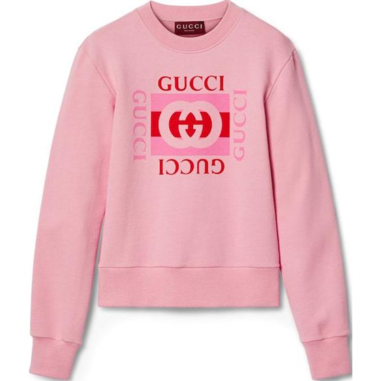 Order (W) Gucci FW24 Baju Sweatshirt Kasual Logo Huruf Pink untuk Wanita 785636-XJGLO-5904