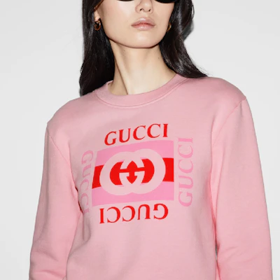(W) Gucci FW24 Baju Sweatshirt Kasual Logo Huruf Pink untuk Wanita 785636-XJGLO-5904 Sizing (W) Gucci FW24 Baju Sweatshirt Kasual Logo Huruf Pink untuk Wanita 785636-XJGLO-5904