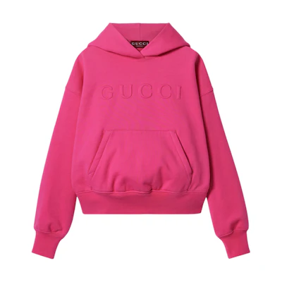 (Women) Gucci FW24 Solid Logo Embossed Hoodie Purple Red 787274-XJGLJ-5570