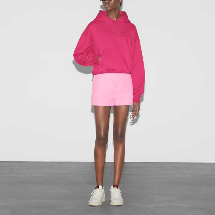 Lookbook (W) 古驰 FW24 浮雕标志连帽衫 紫红色 787274-XJGLJ-5570