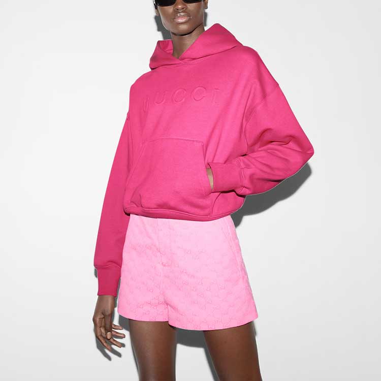 Details for (W) 古驰 FW24 浮雕标志连帽衫 紫红色 787274-XJGLJ-5570