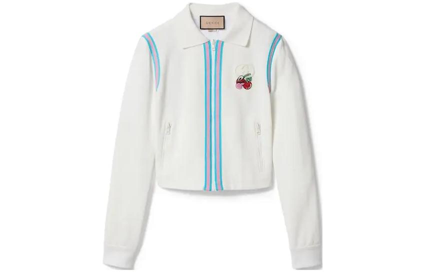 (Women) Gucci FW24 White Knit Cardigan with Cherry Embroidery 781828-XJGIT-9133