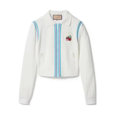 (Women) Gucci FW24 White Knit Cardigan with Cherry Embroidery 781828-XJGIT-9133