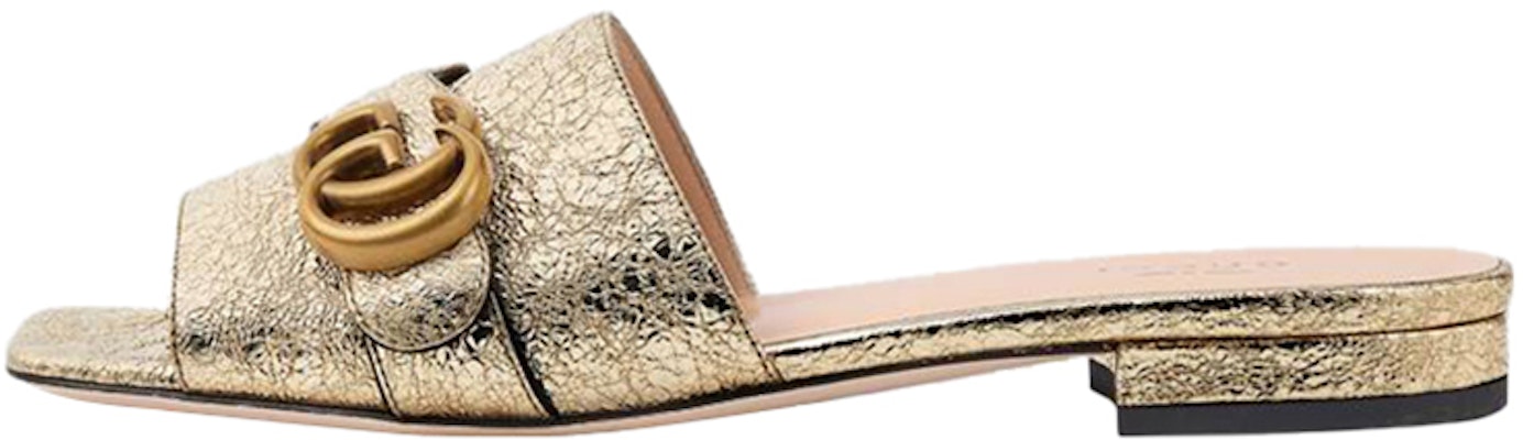 GUCCI 古馳 平跟 方頭 時尚涼拖 女款 鉑金色 Buy GUCCI 古馳 平跟 方頭 時尚涼拖 女款 鉑金色