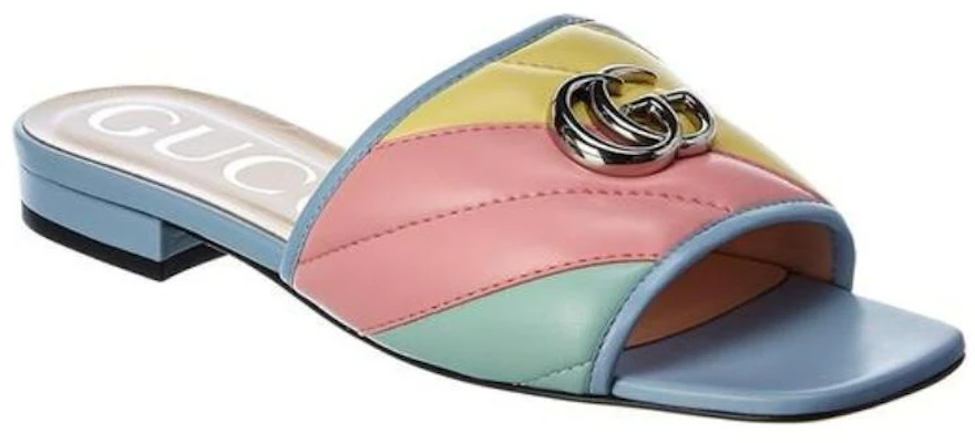 GUCCI古馳 雙G系列 皮革 套腳平底 時尚涼拖 女款 淡彩色 Order GUCCI古馳 雙G系列 皮革 套腳平底 時尚涼拖 女款 淡彩色