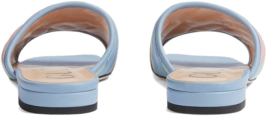 GUCCI古馳 雙G系列 皮革 套腳平底 時尚涼拖 女款 淡彩色 Shop GUCCI古馳 雙G系列 皮革 套腳平底 時尚涼拖 女款 淡彩色