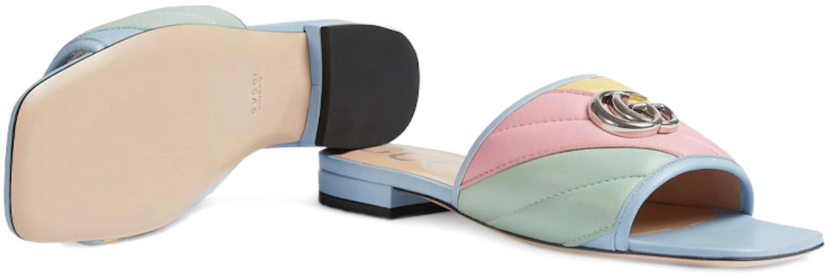 GUCCI古馳 雙G系列 皮革 套腳平底 時尚涼拖 女款 淡彩色 Purchase GUCCI古馳 雙G系列 皮革 套腳平底 時尚涼拖 女款 淡彩色