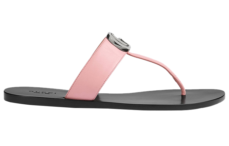 Order GUCCI 古馳 雙G系列 皮革 套腳圓頭 時尚涼拖 女款 粉色