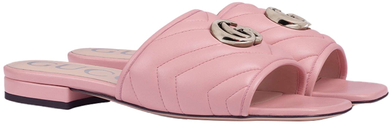 GUCCI 古馳 雙G系列 絎縫V型皮革 拖鞋 淡粉色 女款 Order GUCCI 古馳 雙G系列 絎縫V型皮革 拖鞋 淡粉色 女款