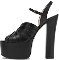 (Women) Gucci Geometric 155 mm Platform Sandal Black Leather 699424-C9D00-1000 (Women) Gucci Geometric 155 mm Platform Sandal Black Leather 699424-C9D00-1000