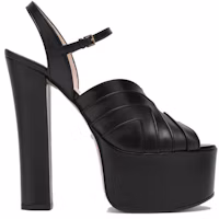 Order (Women) Gucci Geometric 155 mm Platform Sandal Black Leather 699424-C9D00-1000