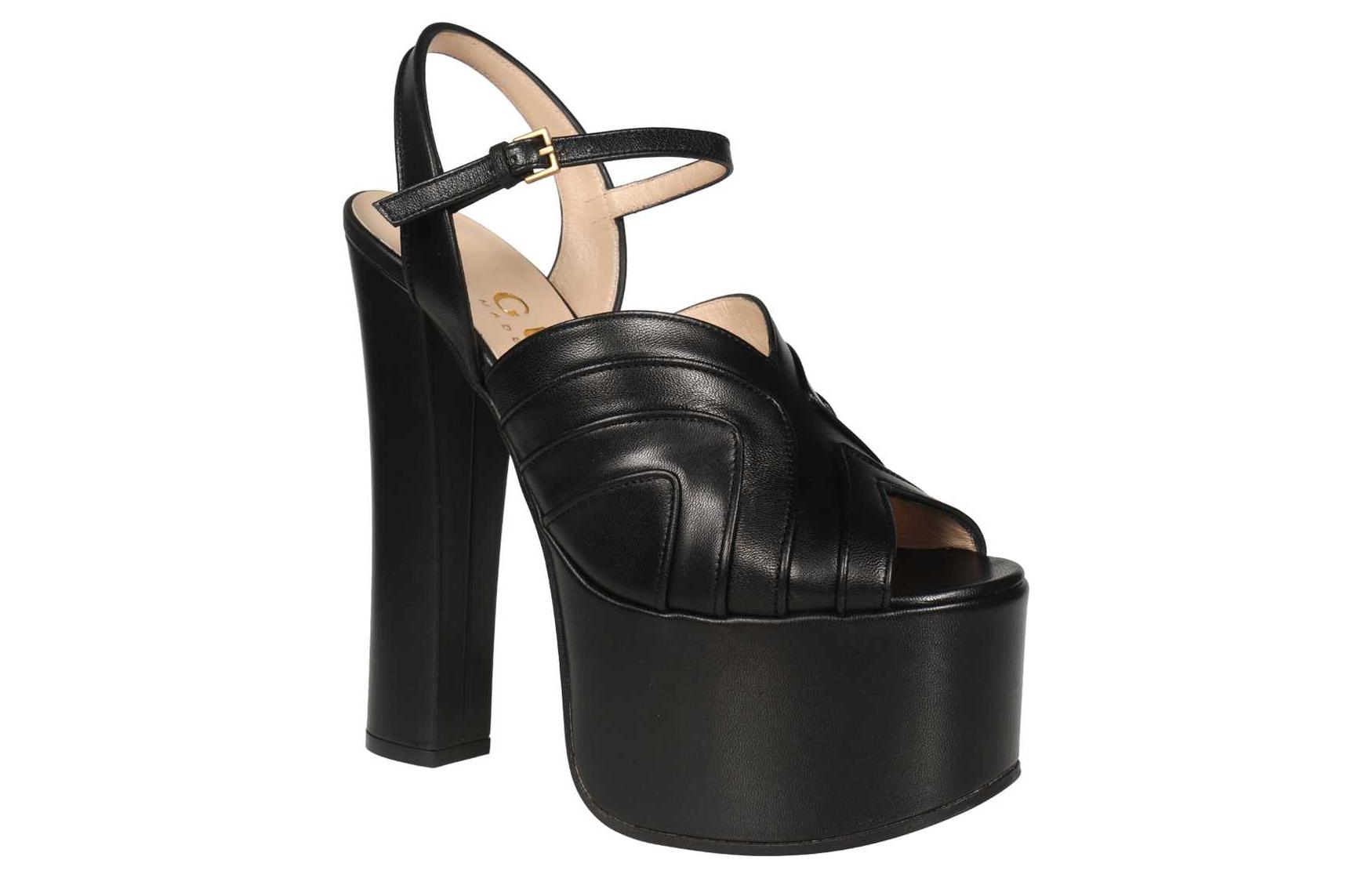 Lookbook (W) Sandales à Plateforme Gucci Géométriques 155 mm en Cuir Noir 699424-C9D00-1000