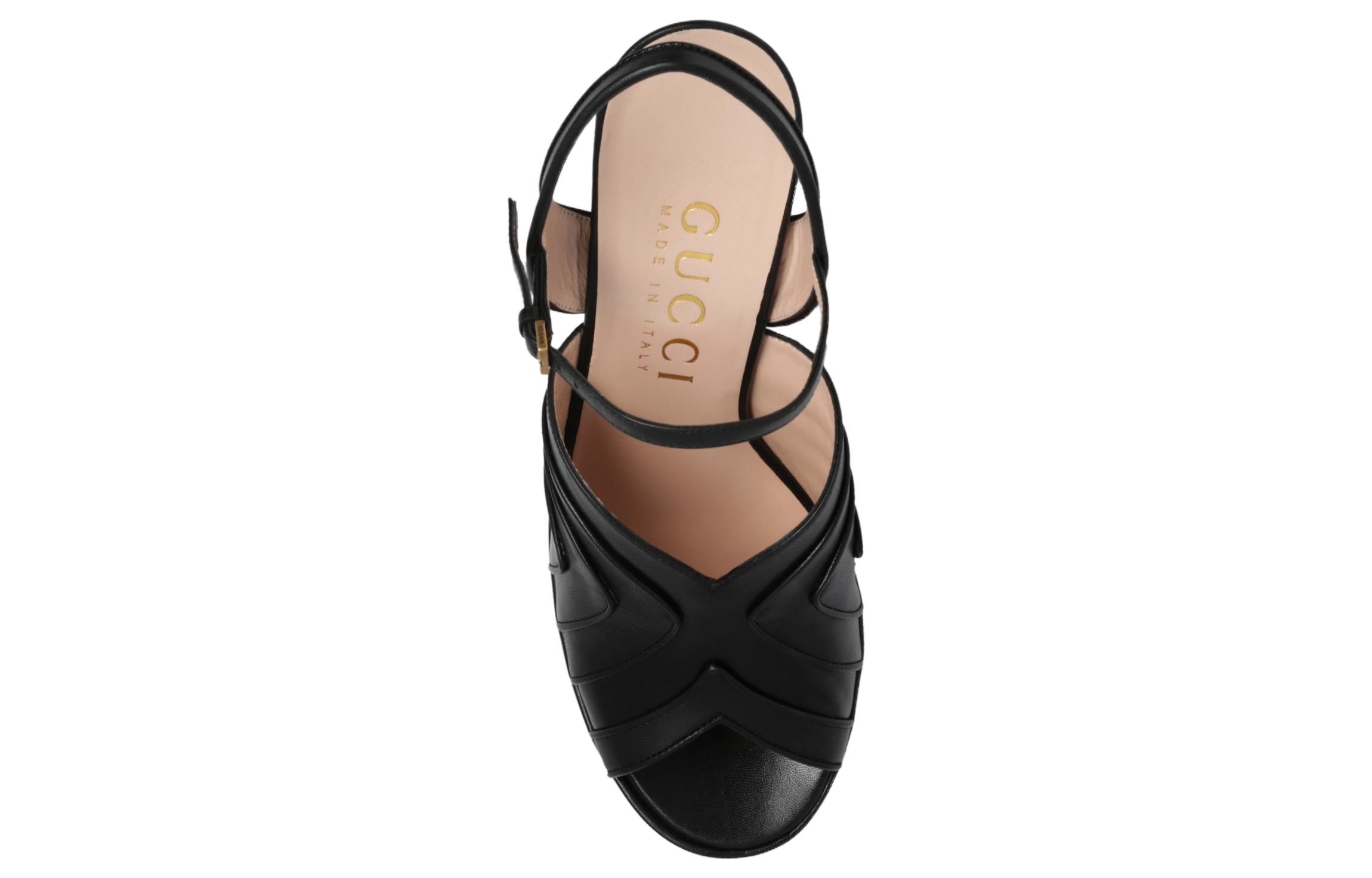 Shop (W) Sandales à Plateforme Gucci Géométriques 155 mm en Cuir Noir 699424-C9D00-1000