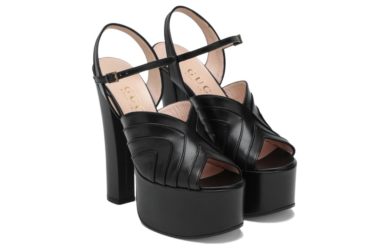 Purchase (W) Sandales à Plateforme Gucci Géométriques 155 mm en Cuir Noir 699424-C9D00-1000