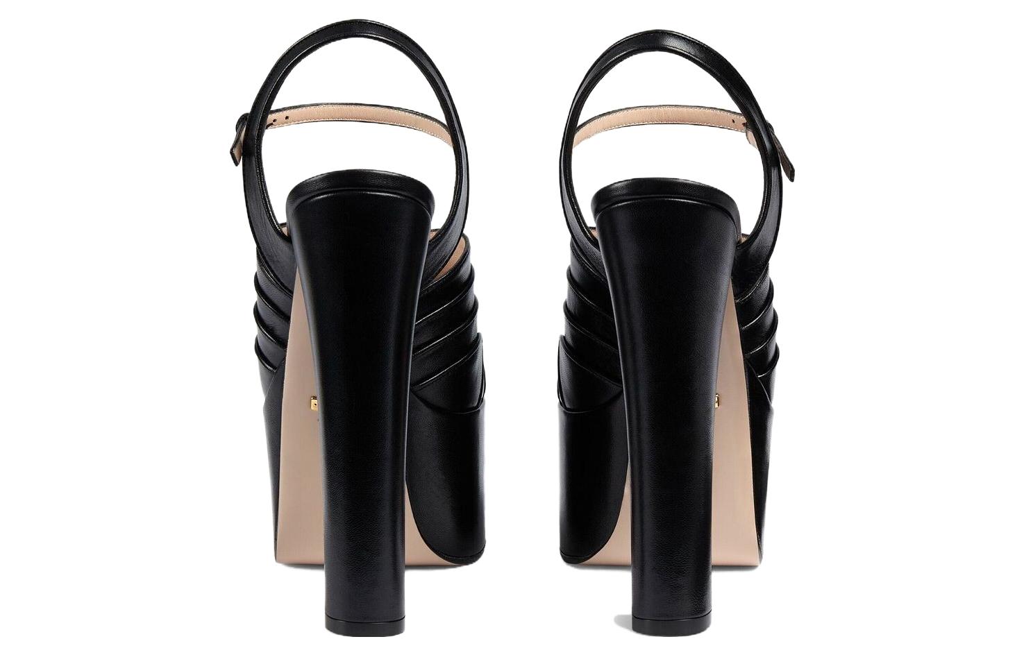 Details for (W) Sandales à Plateforme Gucci Géométriques 155 mm en Cuir Noir 699424-C9D00-1000