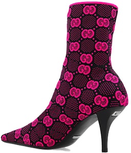 (W) 구찌 GG 니트 75mm 앵클 부츠 블랙 형광핑크 패브릭 718378-FAAQP-8610 Purchase (W) 구찌 GG 니트 75mm 앵클 부츠 블랙 형광핑크 패브릭 718378-FAAQP-8610