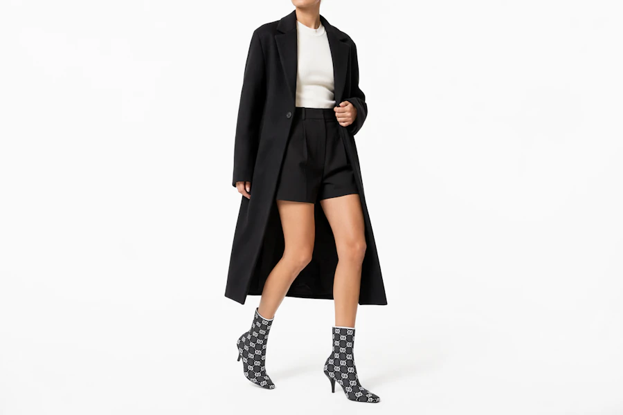 (W) Gucci GG 75mm Strick-Knöchelstiefel Schwarz Weiß Stoff 718378-FAAQP-1008 Order (W) Gucci GG 75mm Strick-Knöchelstiefel Schwarz Weiß Stoff 718378-FAAQP-1008