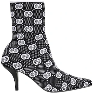 Lookbook (W) Botas de Tobillo Gucci GG 75mm Tejidas Blanco y Negro Tela 718378-FAAQP-1008