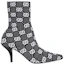 Lookbook (W) Gucci GG 75mm Strick-Knöchelstiefel Schwarz Weiß Stoff 718378-FAAQP-1008