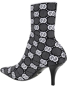 (W) 구찌 GG 니트 앵클 부츠 블랙 화이트 패브릭 (75mm) 718378-FAAQP-1008 Shop (W) 구찌 GG 니트 앵클 부츠 블랙 화이트 패브릭 (75mm) 718378-FAAQP-1008