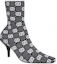 Shop (W) Gucci GG 75mm Strick-Knöchelstiefel Schwarz Weiß Stoff 718378-FAAQP-1008