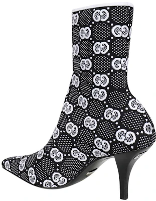 (W) Gucci GG 75mm Strick-Knöchelstiefel Schwarz Weiß Stoff 718378-FAAQP-1008 Purchase (W) Gucci GG 75mm Strick-Knöchelstiefel Schwarz Weiß Stoff 718378-FAAQP-1008
