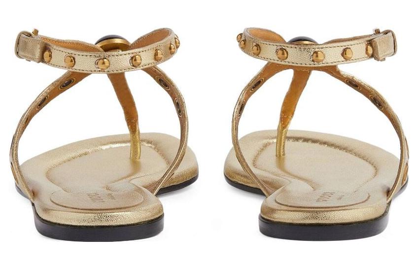 Shop (W) Gucci GG 'Selipar Emas Metalik' 740431-0MW00-8053