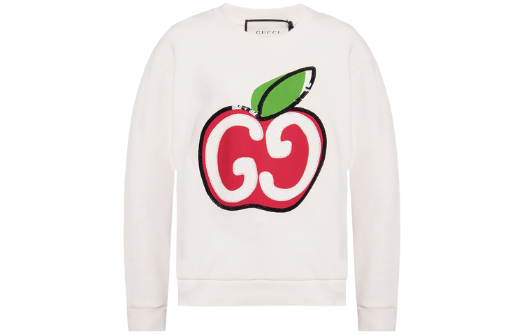 (Women) Gucci GG Apple Print Crewneck Sweatshirt White 469250-XJCCK-9230