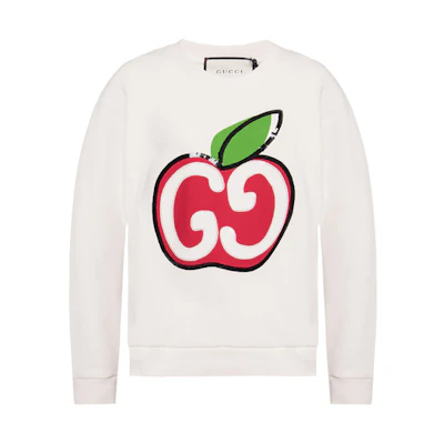 (Women) Gucci GG Apple Print Crewneck Sweatshirt White 469250-XJCCK-9230