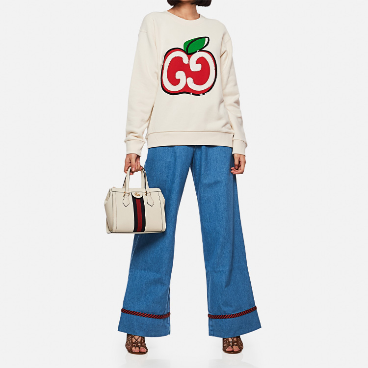 Shop (W) Gucci GG Baju Panas Cetakan Epal Putih 469250-XJCCK-9230