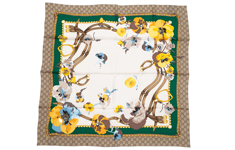 (Women) GUCCI GG Blooms Floral Print Silk Scarf for Women Green/Yellow 508796-3G001-3775 圖 3