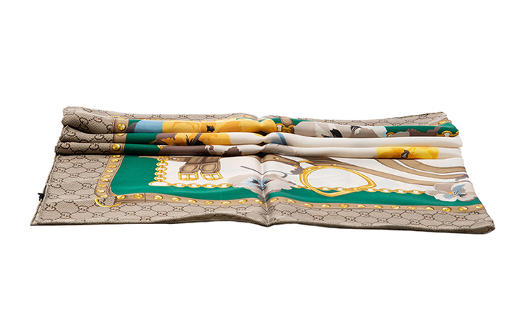 (Women) GUCCI GG Blooms Floral Print Silk Scarf for Women Green/Yellow 508796-3G001-3775 圖 5