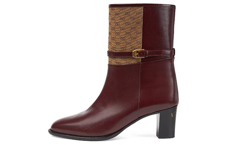(Women) Gucci GG Canvas Ankle Boot 'Burgundy' 659927-1DON0-6670