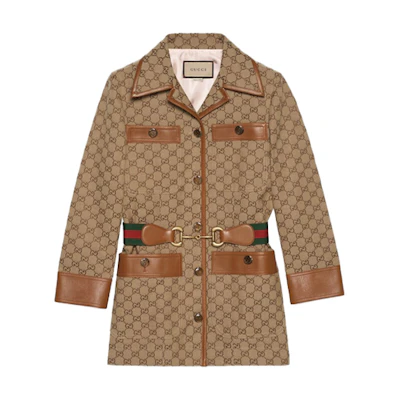 (Women) Gucci GG Canvas Jacket with Web Trim Beige - SS22 Collection 682302-Z8AWR-2184