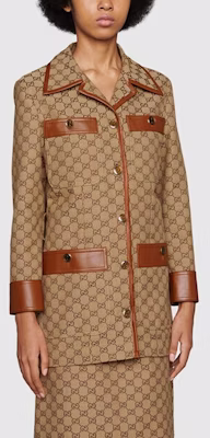 (W) Jaket Gucci GG Canvas Web Trim Beige - Koleksi SS22 682302-Z8AWR-2184 Details for (W) Jaket Gucci GG Canvas Web Trim Beige - Koleksi SS22 682302-Z8AWR-2184