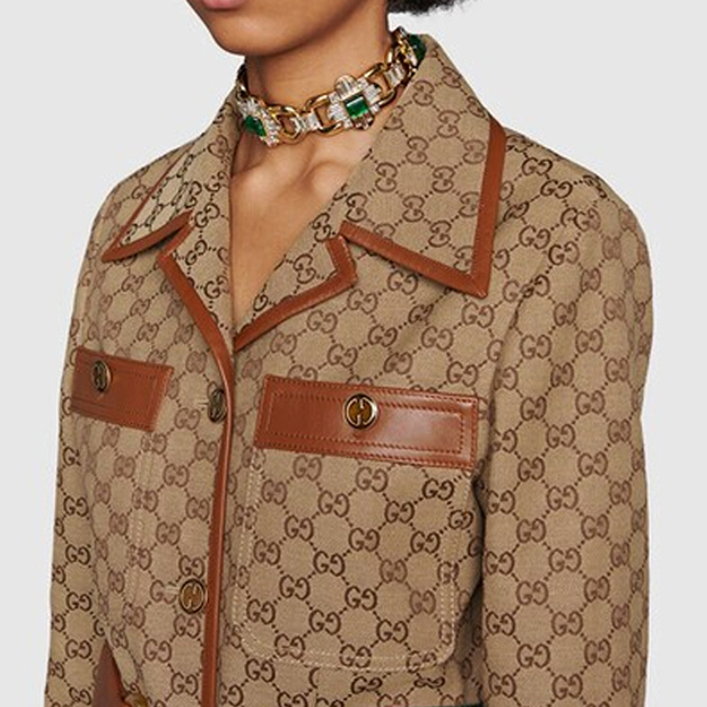 Sizing (W) Jaket Gucci GG Canvas Web Trim Beige - Koleksi SS22 682302-Z8AWR-2184