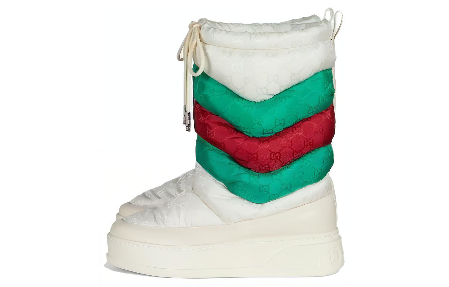 Buy (W) Gucci Sepatu Boot Salju Mid-Top 'Kenyamanan Ujung Bundar Putih' 767234-FACPB-9162
