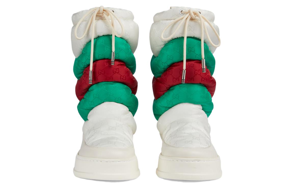 Lookbook (W) Gucci Sepatu Boot Salju Mid-Top 'Kenyamanan Ujung Bundar Putih' 767234-FACPB-9162