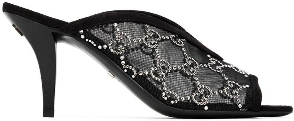 (W) Sandal Heels 75mm Gucci GG Crystal Jaring Hitam 695219-F13A0-1000 Order (W) Sandal Heels 75mm Gucci GG Crystal Jaring Hitam 695219-F13A0-1000
