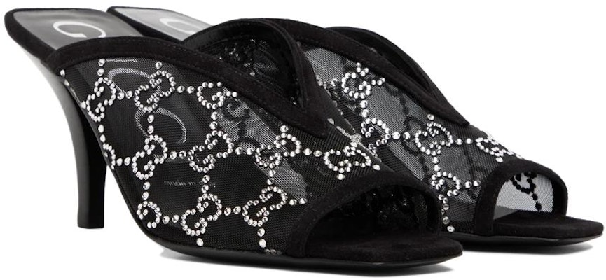 (W) Sandal Heels 75mm Gucci GG Crystal Jaring Hitam 695219-F13A0-1000 Lookbook (W) Sandal Heels 75mm Gucci GG Crystal Jaring Hitam 695219-F13A0-1000