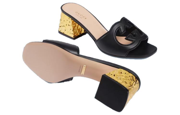 Shop (W) 古驰 GG 镂空细节凉鞋 '黑色' ‎694450-US000-1000