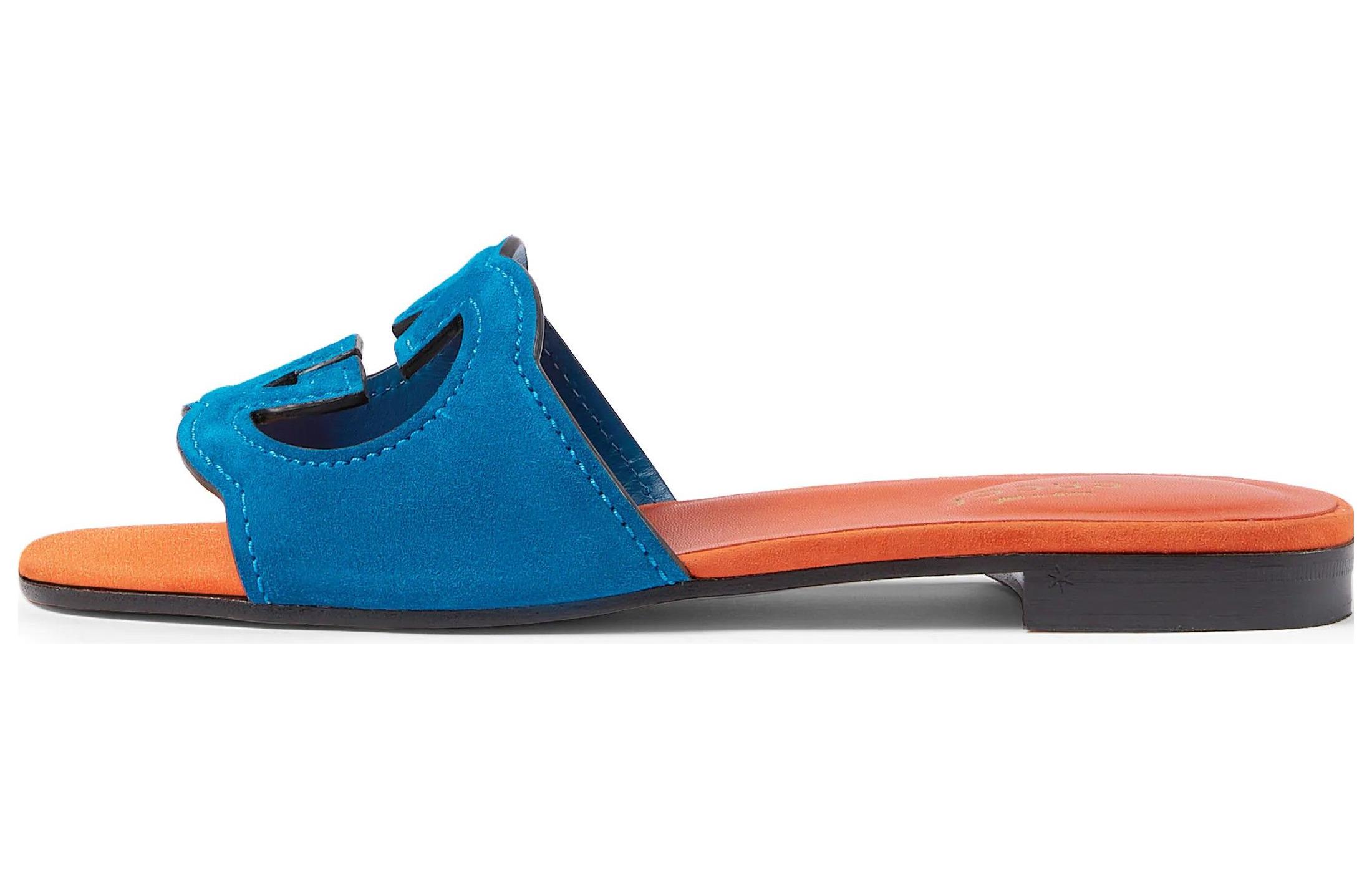 (W) Gucci GG Cut-Out Velvet Slide 'Orange Blue'