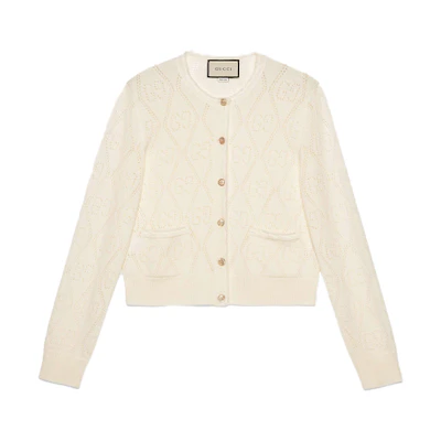 (Women) Gucci GG Cutout Wool Knit Sweater Ivory White 642117-XKBL7-9200