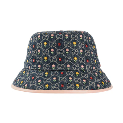 (Women) GUCCI GG Denim Embroidered Cotton Bucket Hat for Women. 701697-3HAJC-4472