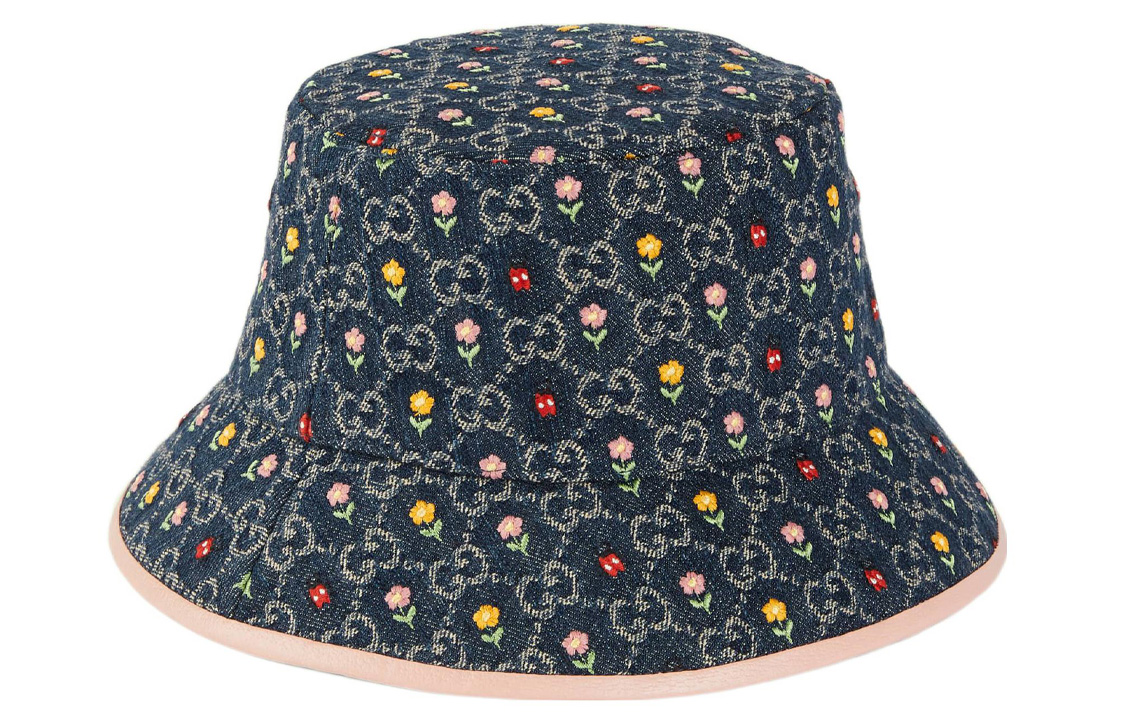 Shop (W) GUCCI GG 刺繡丹寧棉質漁夫帽 女士帽款 701697-3HAJC-4472