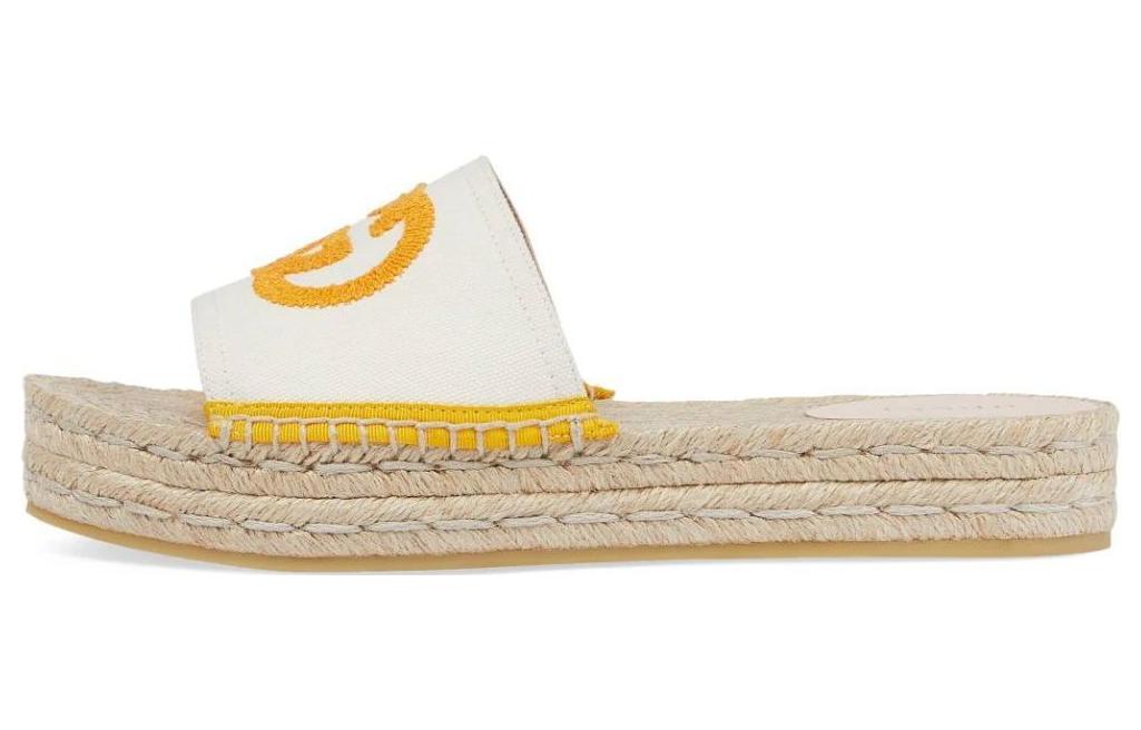 (Women) Gucci GG Embroidered Canvas Espadrille Slide 'White' 725832-KIFD0-9174