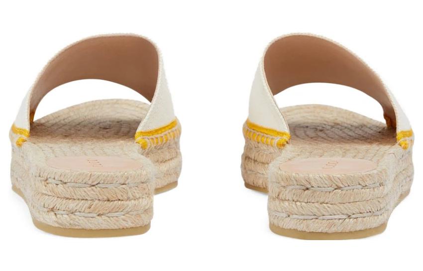 Shop (W) Gucci GG Geborduurde Canvas Espadrille Slide ''Wit'' 725832-KIFD0-9174