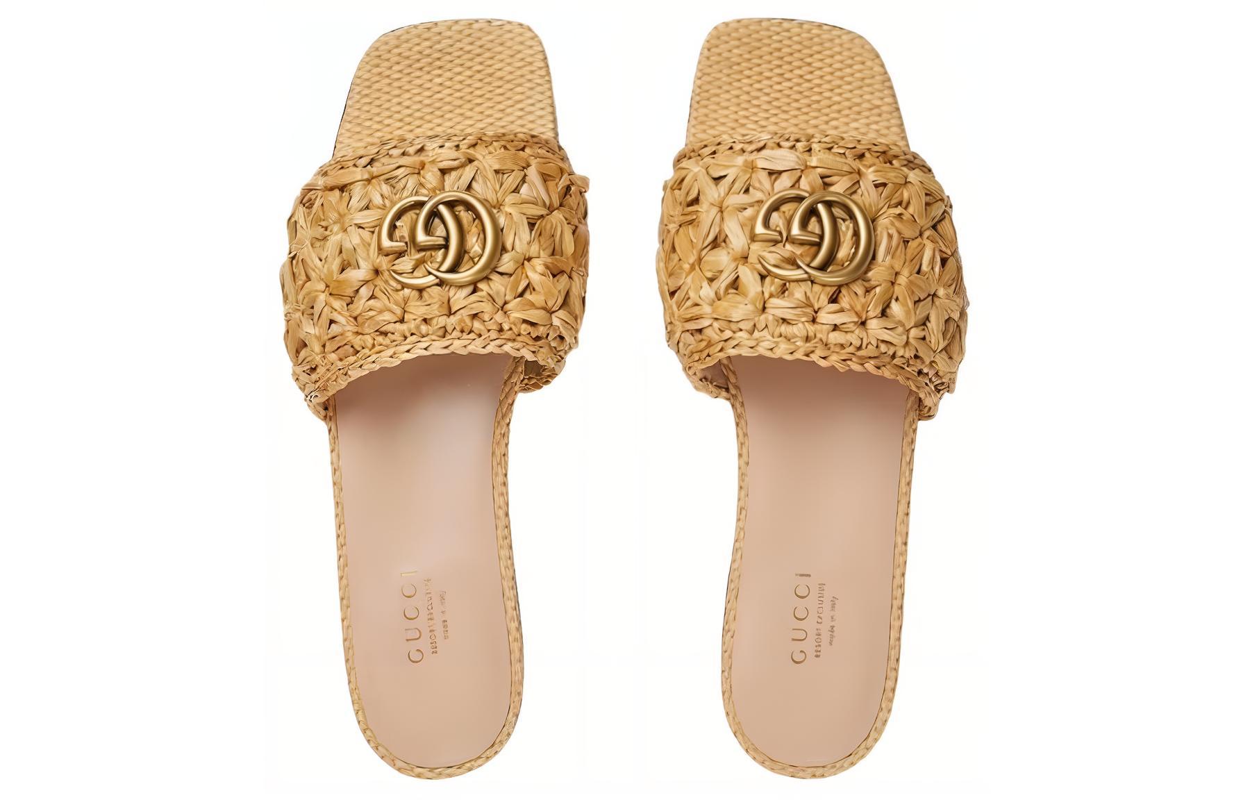 Shop (W) グッチ GGファブリック スライド ベージュ 703625-U4H00-9800