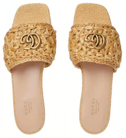 Shop GUCCI古馳 布料 雙G 拖鞋 女款 米色